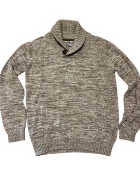 SilverLake Boys Shawl Collar Knit Sweater Marled Pullover Size Large Button